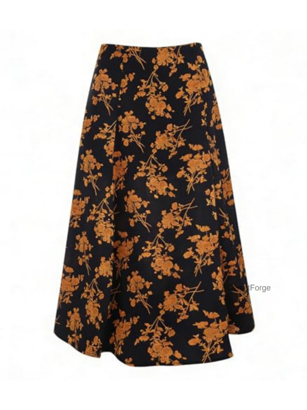 High Waist A-Line Floral Slit Midi Skirt Polyester Machine Wash